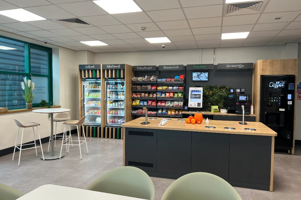 a micromarket with snacks, drinks and fresh food at Samworth Brothers head office